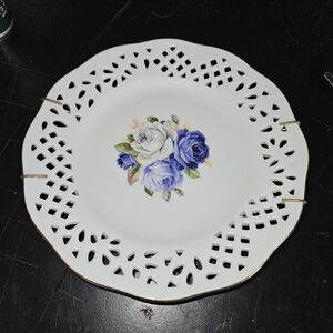 Elegant White and Blue Floral Plate